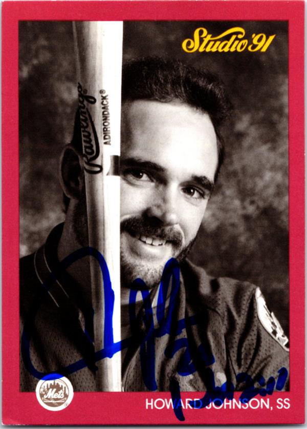 737117 Howard Johnson Autographed Baseball Card -   York Mets 1991 Leaf Studio No.207