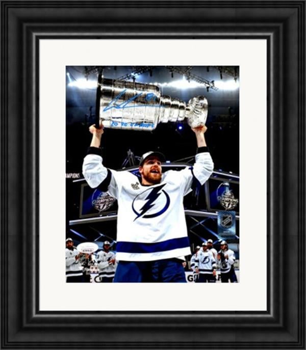 780269 Erik Cernak Autographed 8 x 10 in. Photo - Tampa Bay Lightning Stanley Cup Champions No.1 Matted & Framed JSA Authenticated 20 SC Champs
