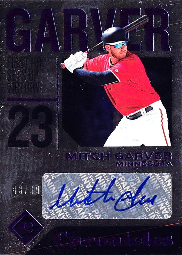 780424 Mitch Garver Autographed Baseball Card - Minnesota Vikings 2018 Panini Chronicles No.CAMG LE 43 & 99
