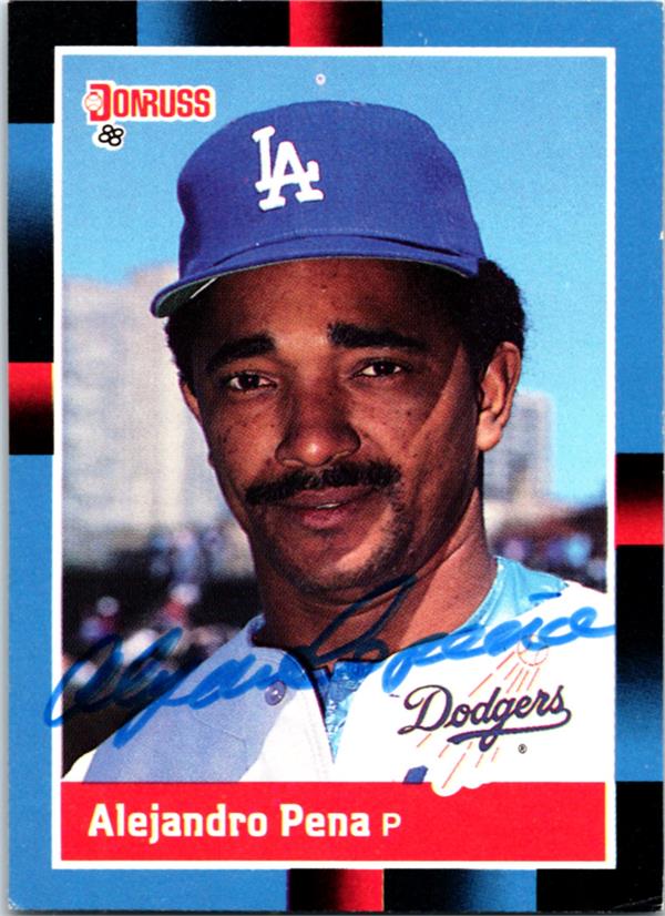 780971 Alejandro Pena Autographed Baseball Card - Los Angeles Dodgers 1988 Donruss No.598