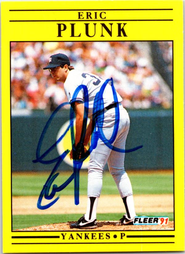 780995 Eric Plunk Autographed Baseball Card -   York Yankees 1991 Fleer No.676