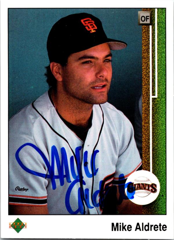 781293 Mike Aldrete Autographed Baseball Card - San Francisco Giants 1987 Topps No.71 Tiffany-1