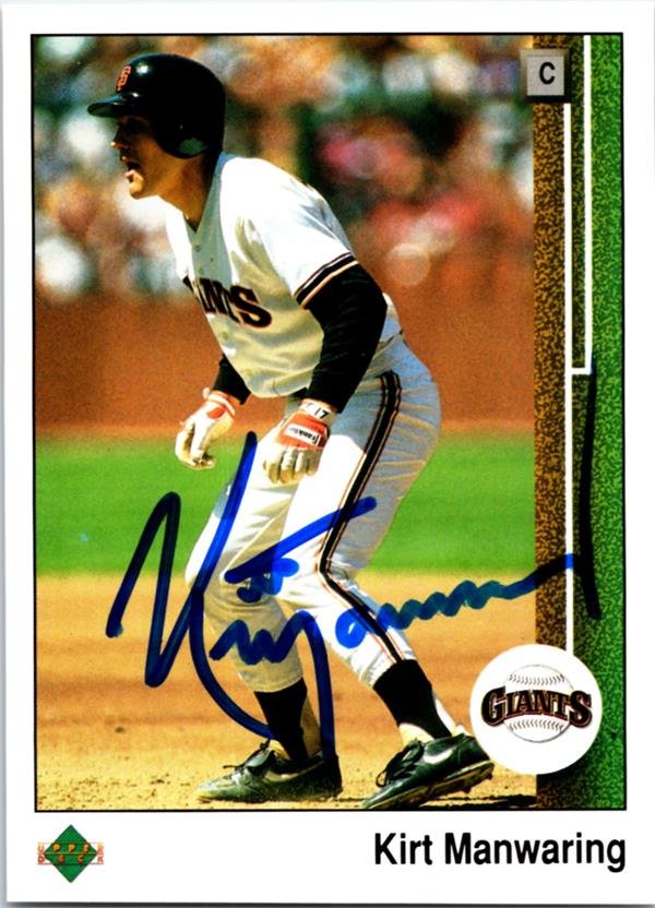 781294 Kirt Manwaring Autographed Baseball Card - San Francisco Giants 1989 Upper Deck No.500