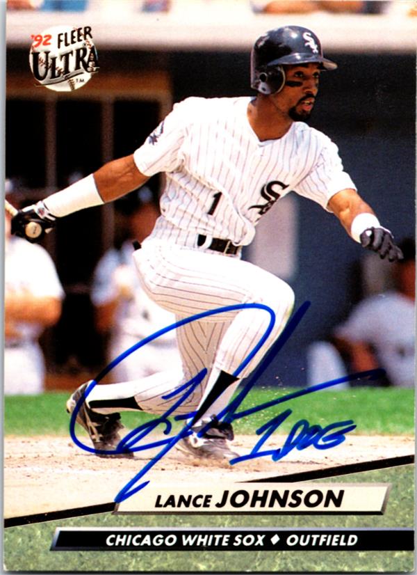 781314 Lance Johnson Autographed Baseball Card - Chicago White Sox 1992 Fleer Ultra No.38