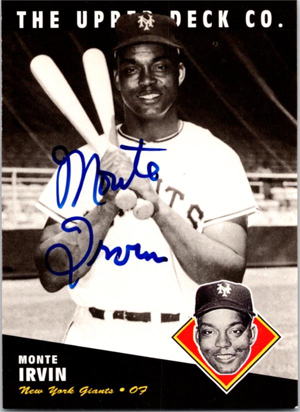 737254 Monte Irvin Autographed Baseball Card -   York Giants 1994 Upper Deck Co. No.53