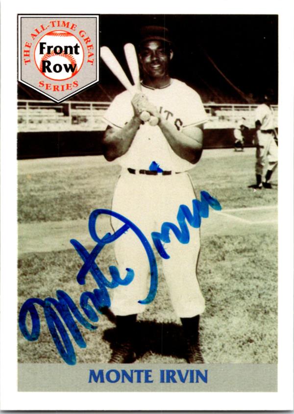 737256 Monte Irvin Autographed Baseball Bard -   York Giants 1992 Front Row No.2