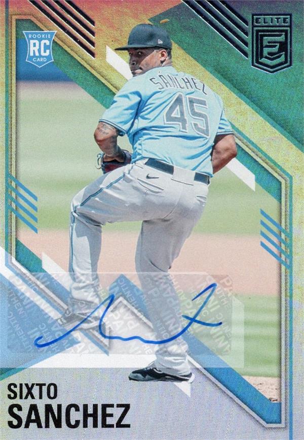 737310 Sixto Sanchez Autographed Baseball Card - Miami Marlins 2021 Panini Chronicles Elite Rookie No.30