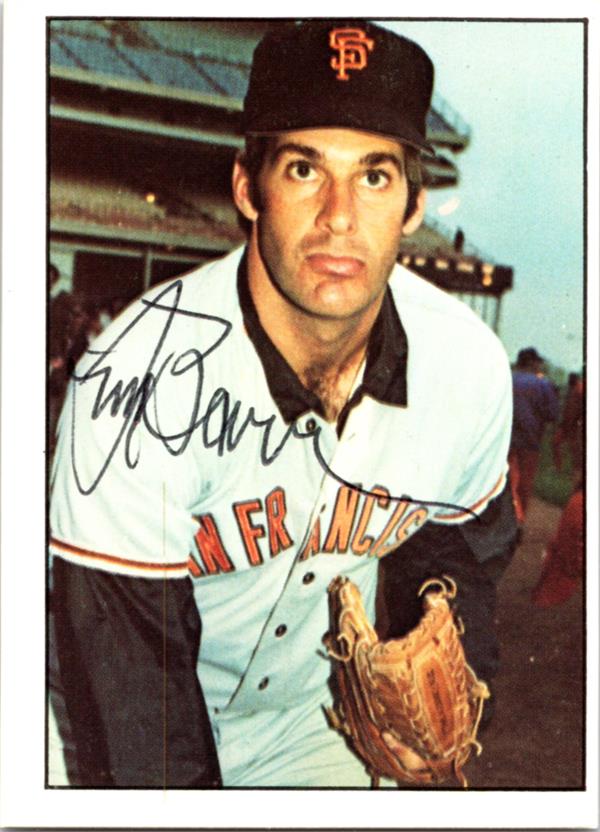 781085 Jim Barr Autographed Baseball Card - San Francisco Giants 1975 SSPC No.92