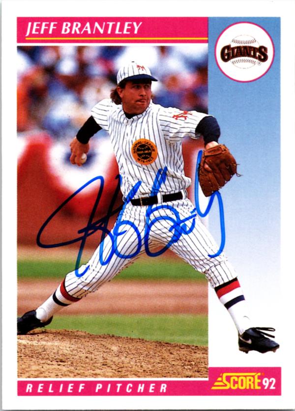 781356 Jeff Brantley Autographed Baseball Card - San Francisco Giants 1992 Score No.157