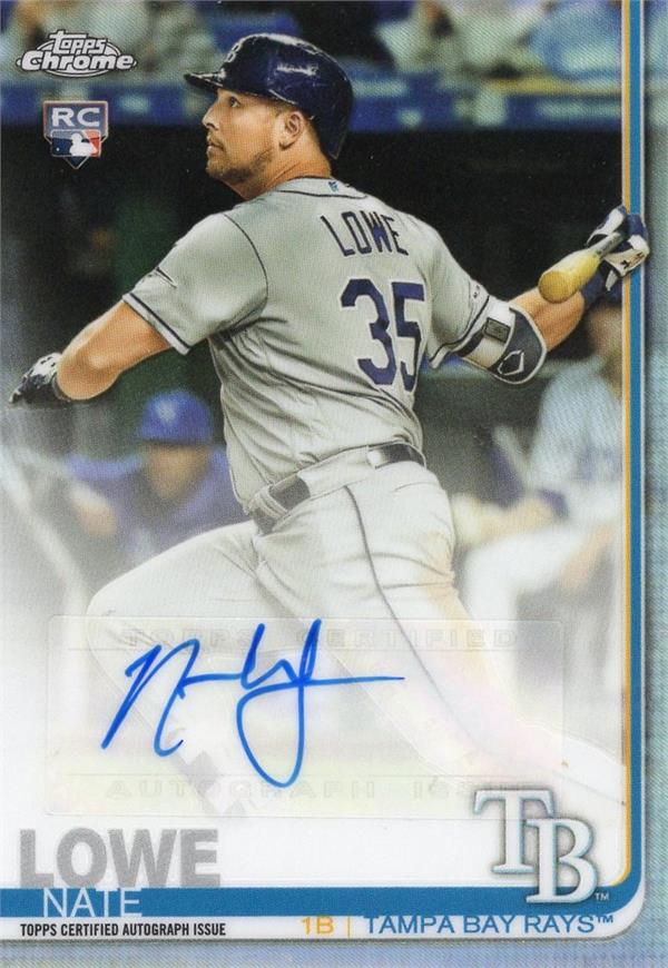 780426 Nate Lowe Autographed Baseball Card - Tampa Bay Rays 2019 Topps Chrome Rookie No.Cuanlo