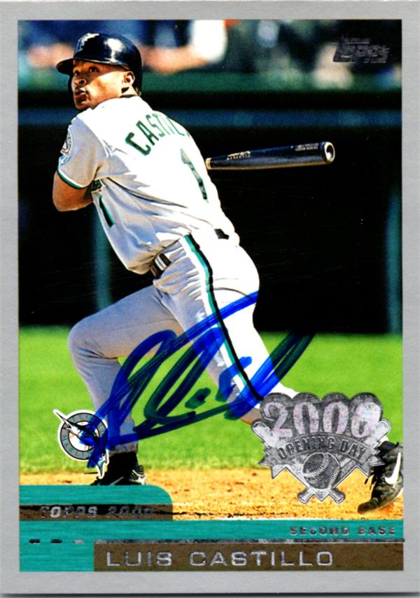 780493 Luis Castillo Autographed Baseball Card - Florida Marlins 2000 Topps Opening Day No.16