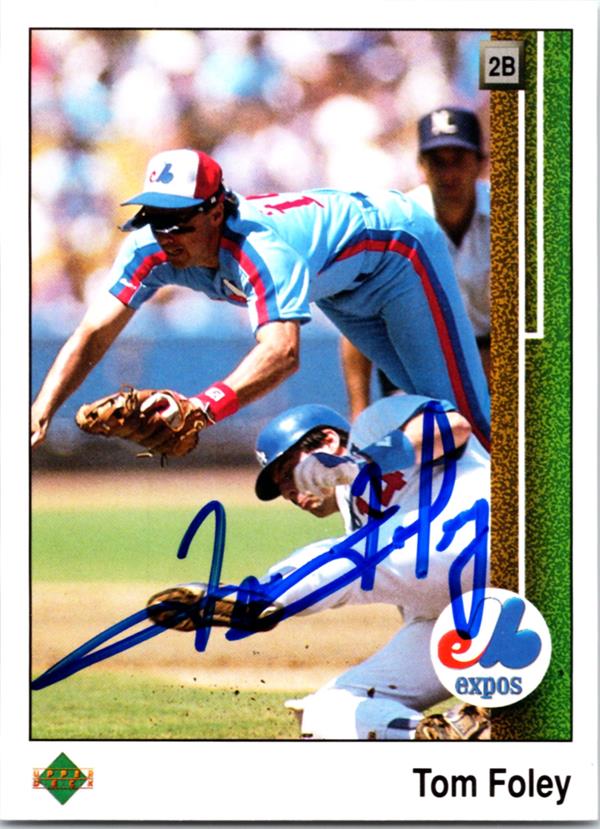 781322 Tom Foley Autographed Baseball Card - Montreal Expos 1989 Upper Deck No.441