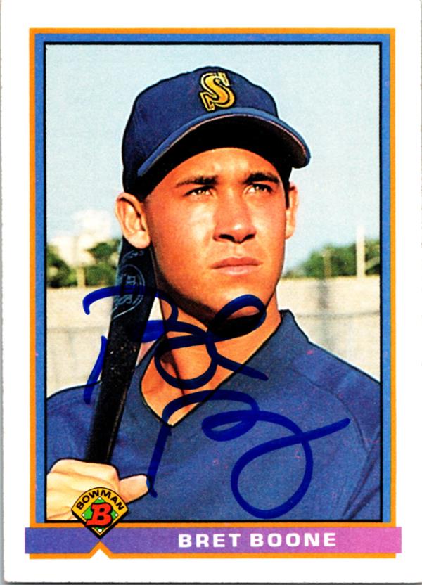 769273 Bret Boone Autographed Baseball Card - Seattle Mariners 1991 Bowman No.261