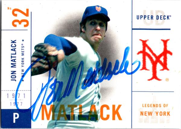 769365 Jon Matlack Autographed Baseball Card -   York Mets 2001 Upper Deck Legends No.70