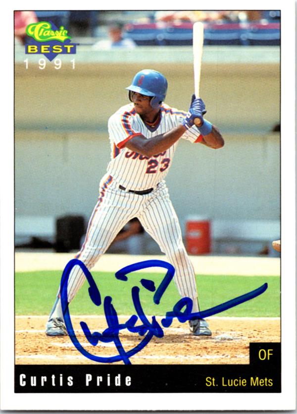 769487 Curtis Pride Autographed Baseball Card - St. Lucie Mets 1991 Classic Best Rookie No.2