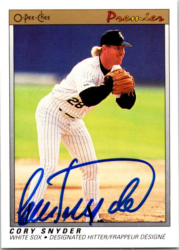 769581 Cory Snyder Autographed Baseball Card - Chicago White Sox 1991 O-Pee-Chee Premier No.113