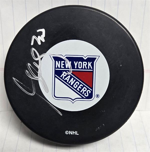 Picture of Autograph Warehouse 783552 Glenn Healy Autographed Hockey Puck -   York Rangers 1994 Stanley Cup Champion with Cube