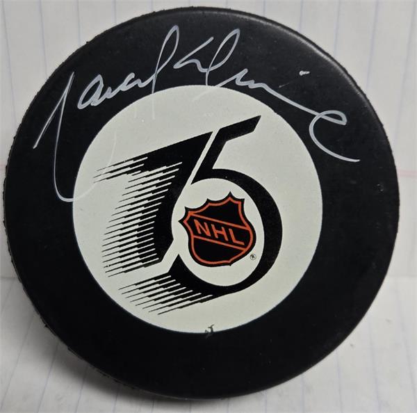 Picture of Autograph Warehouse 783590 Marcel Dionne Autographed Hockey Puck - NHL 75th Anniversary Edition