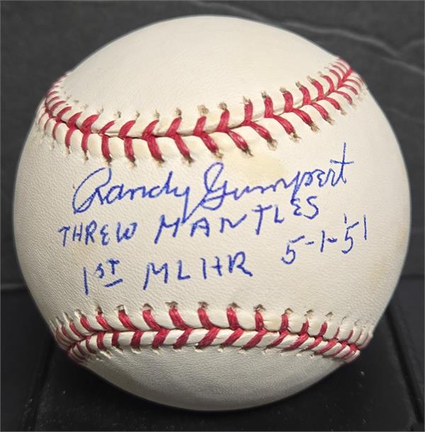 783675 Randy Gumpert Autographed Baseball - Inscribed Threw Mantles 1st ML HR 5 1 51 - Romlb   York Yankees History Yellow Spotting