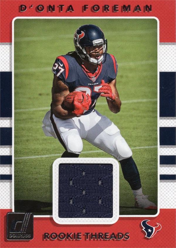 794593 Donta Foreman Player Worn Jersey Patch Football Card - Chicago Bears 2017 Donruss Rookie Threads No.25