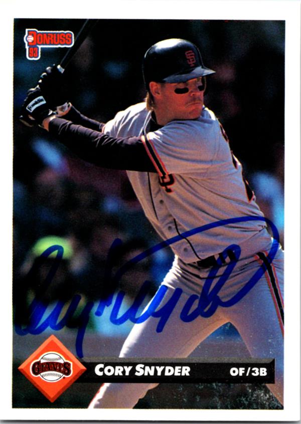 769587 Cory Snyder Autographed Baseball Card - San Francisco Giants 1993 Donruss No.656