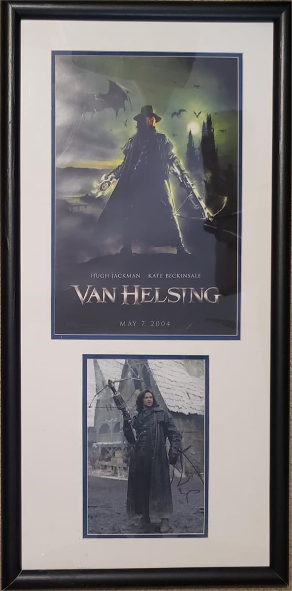 769926 Hugh Jackman Autographed 8 x 10 in. Photo - Matted Framed 8 x 20 in. - Van Helsing Mini Poster