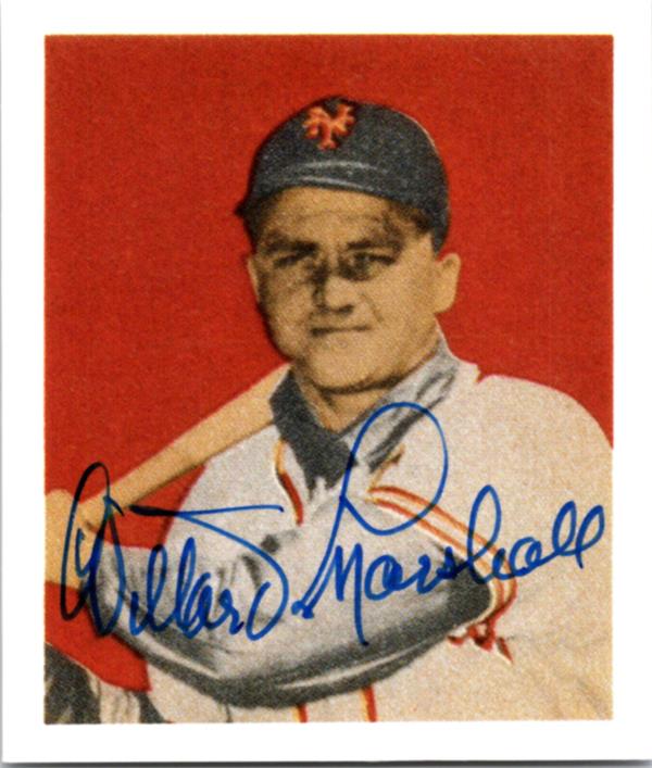 782940 Willard Marshall Autographed Baseball Card -   York Giants 1988 CCC 1949 Reprint No.48