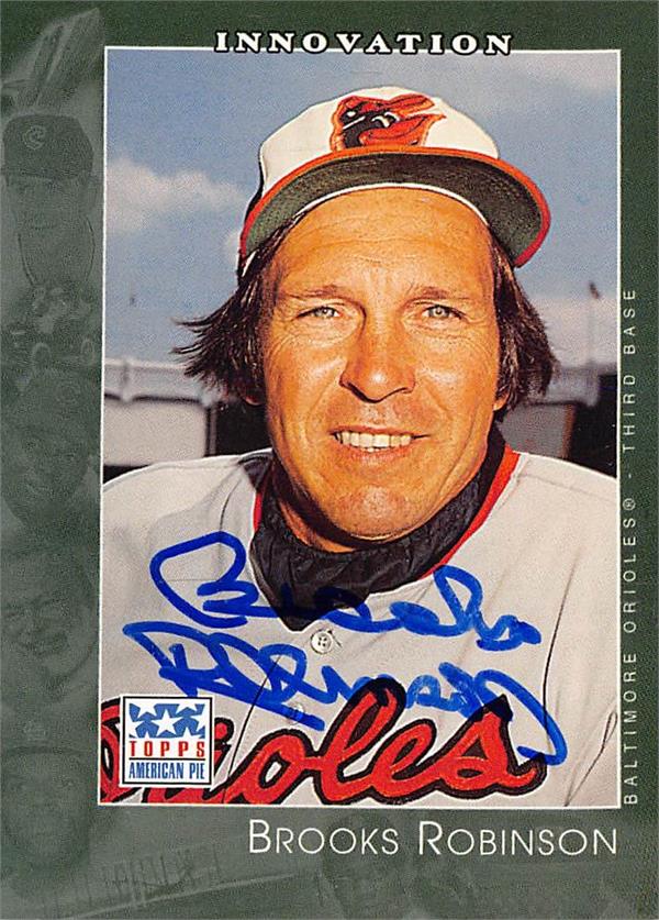 783005 Brooks Robinson Autographed Baseball Card - Baltimore Orioles 2002 Topps American Pie No.14 Innovations