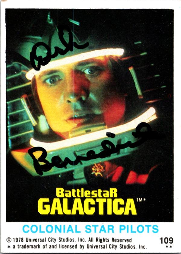 783200 Dirk Benedict Autographed Trading Card - Battlestar Galactic, Colonia Star Pilots 1978 No.109