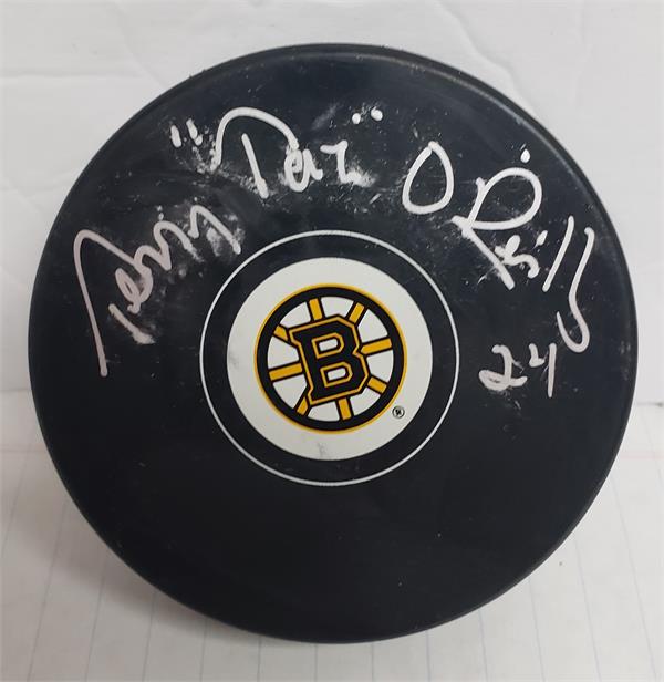 Picture of Autograph Warehouse 783380 Terry OReilly Autographed Boston Bruins Hockey Puck - Inscribed Taz No.24 SMUDGED