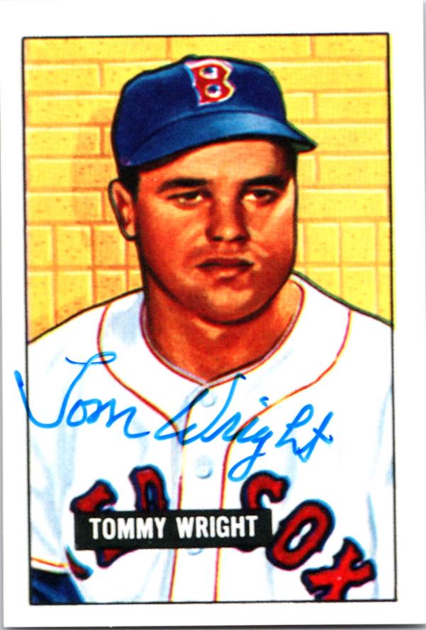 782886 Tommy Wright Autographed Baseball Card - Boston Red Sox 1986 CCC Reprint Series 1951 Bowman No.271