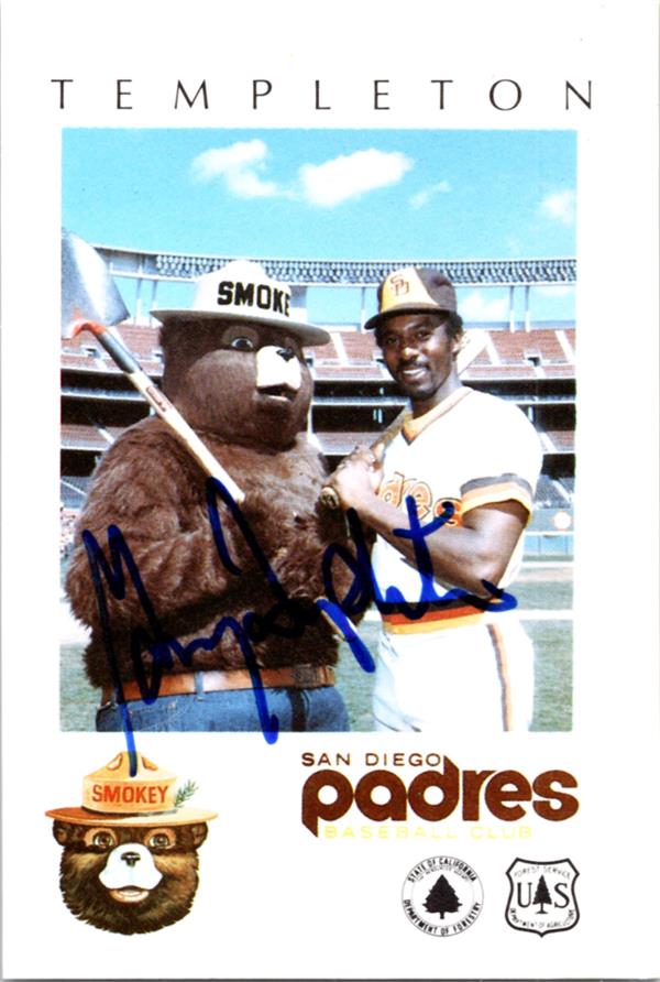782937 Gary Templeton Autographed Baseball Card - San Diego Padres 1984 Smokey Bear No.1