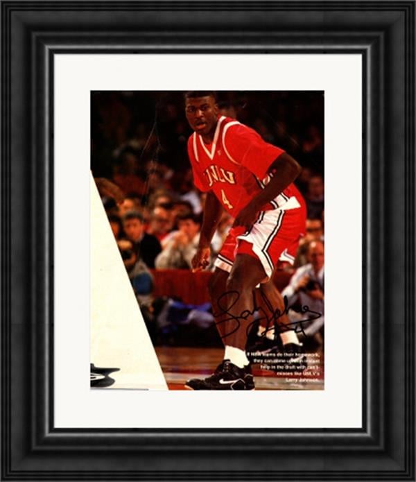 783421 Larry Johnson Autographed 8 x 10 in. Magazine Photo - Unlv Runnin Rebels No.5 Matted & Framed