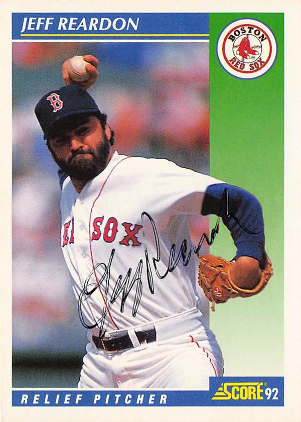 783669 Jeff Reardon Autographed Baseball Card - Boston Red Sox 1992 Score No.58