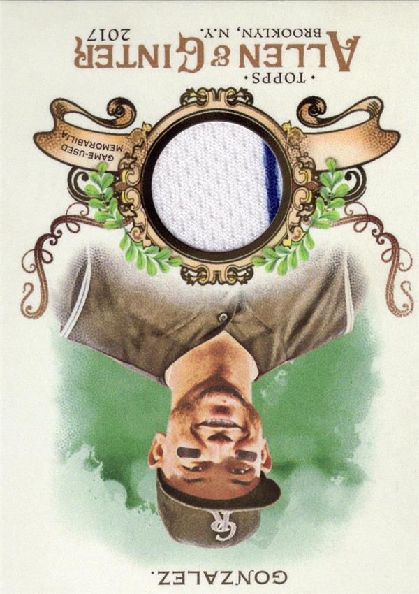 736722 Carlos Gonzalez Player Worn Jersey Patch Baseball Card - Colorado Rockies 2017 Topps Allen & Ginter No.FSRBCG