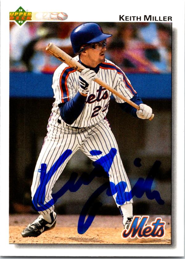 736857 Keith Miller Autographed Baseball Card -   York Mets 1992 Upper Deck No.383