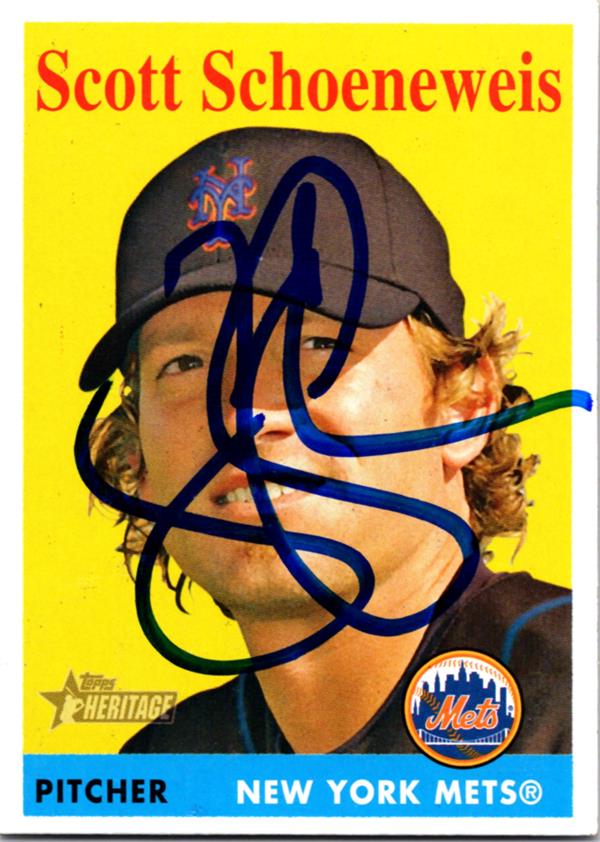 736945 Scott Schoe Eis Autographed Baseball Card -   York Mets 2007 Topps Heritage No.300