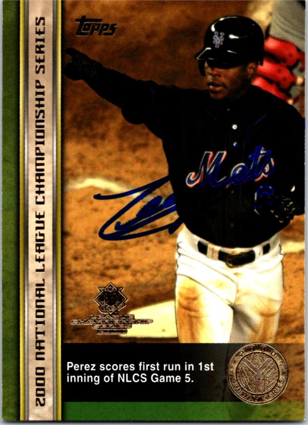 736984 Timo Perez Autographed Baseball Card -   York Mets 2000 Topps NLCS No.65
