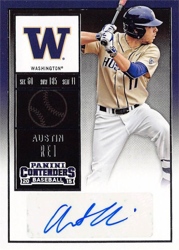 736997 Austin Rei Autographed Baseball Card - Washington Huskies 2015 Panini Contenders Rookie No.27