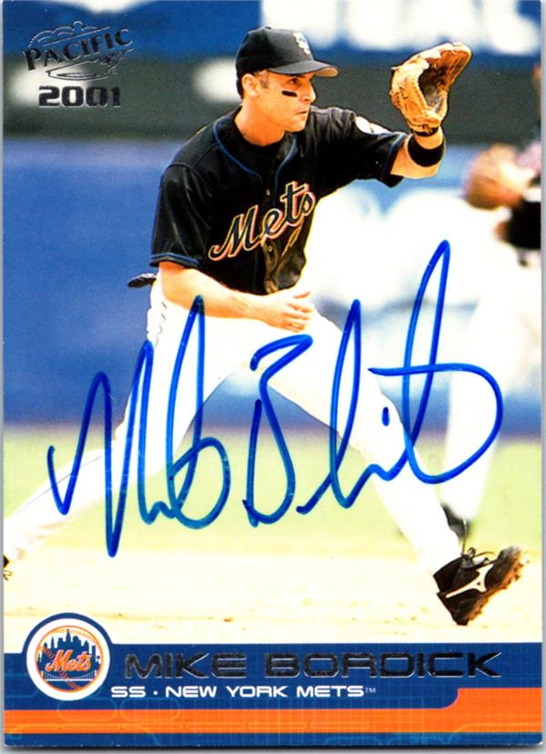 737045 Mike Bordick Autographed Baseball Card -   York Mets 2001 Pacific No.267