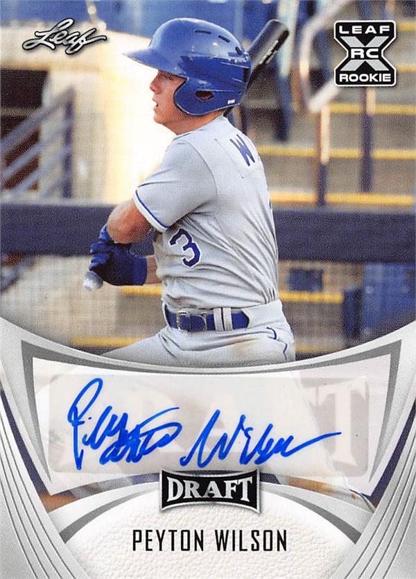 737103 Peyton Wilson Autographed Baseball Card - Royals, Alabama Crimson Tide 2021 Leaf Draft Rookie No.BAPWI