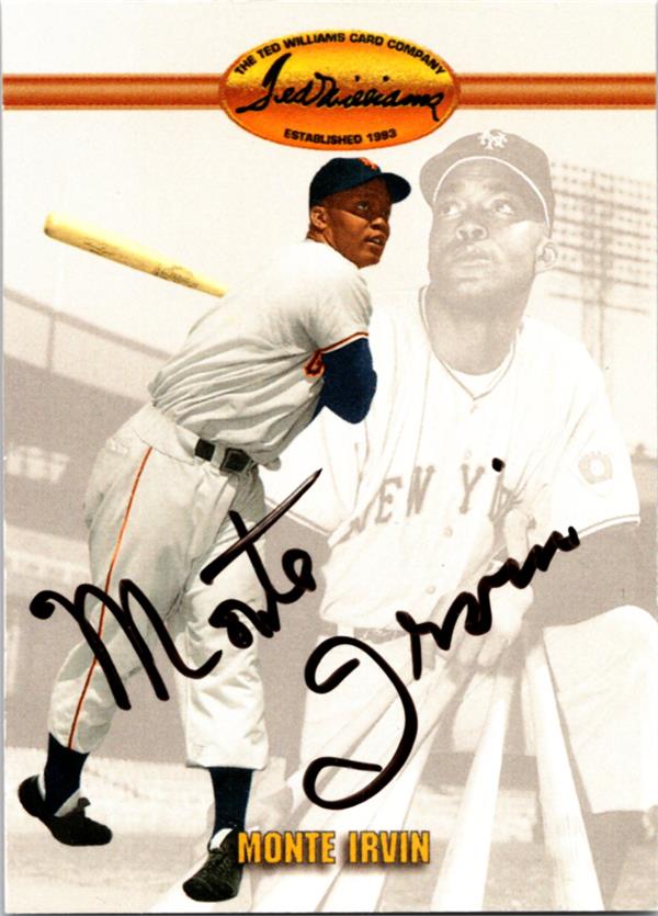 737272 Monte Irvin Autographed Baseball Card -   York Giants 1993 Ted Williams Co No.54