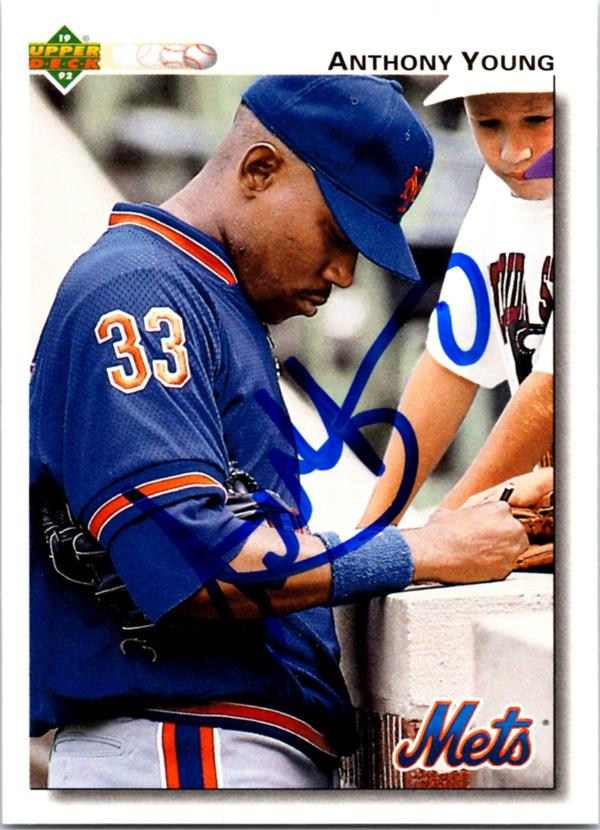 737325 Anthony Young Autographed Baseball Card -   York Mets 1992 Upper Deck No.535