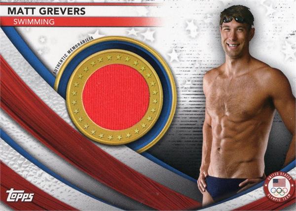 783259 Matt Grevers Athlete Worn Relic Patch Trading Card - Swimming Champion 2021 Topps Team USA No.Usammg