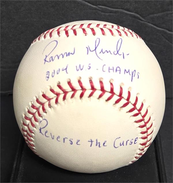 783633 Ramiro Mendoza Autographed Baseball - Inscribed 2004 WS Champs Reverse the Curse - Romlb Red Sox