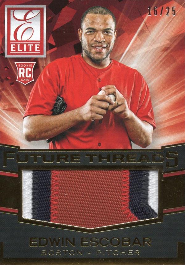 793998 Edwin Escobar Player Worn Jersey Patch Baseball Card - Boston Red Sox 2015 Panini Elite Rookie Future Threads No.10 LE 16 & 25