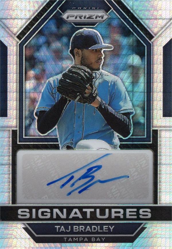 794288 Taj Bradley Autographed Baseball Card - Tampa Bay Rays 2023 Panini Prizm Refractor No.SIGTB