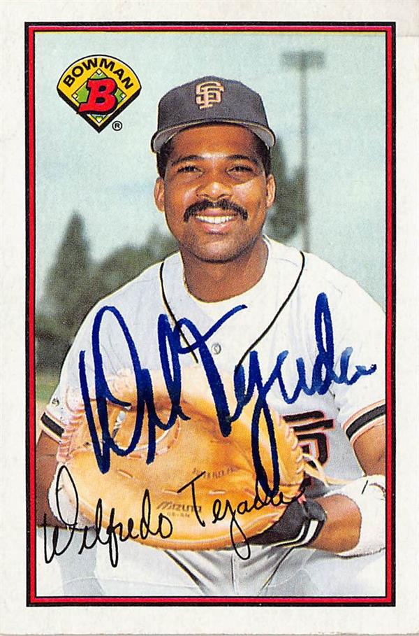 794317 Wilfredo Tejada Autographed Baseball Card - San Francisco Giants 1989 Bowman Topps No.468