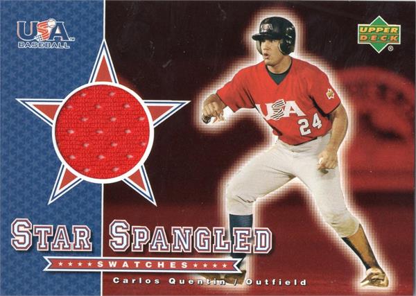 794431 Carlos Quentin Player Worn Jersey Patch Baseball Card - Team USA 2002 Upper Deck Rookie No.SSCQ