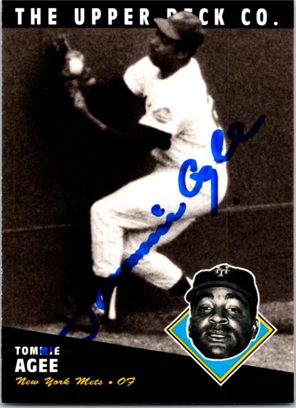 768556 Tommie Agee Autographed Baseball Card -   York Mets 1994 Upper Deck Bat Heroes No.207